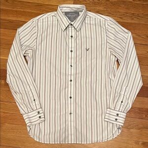 American Eagle Outfitters Men's Striped White Shirt